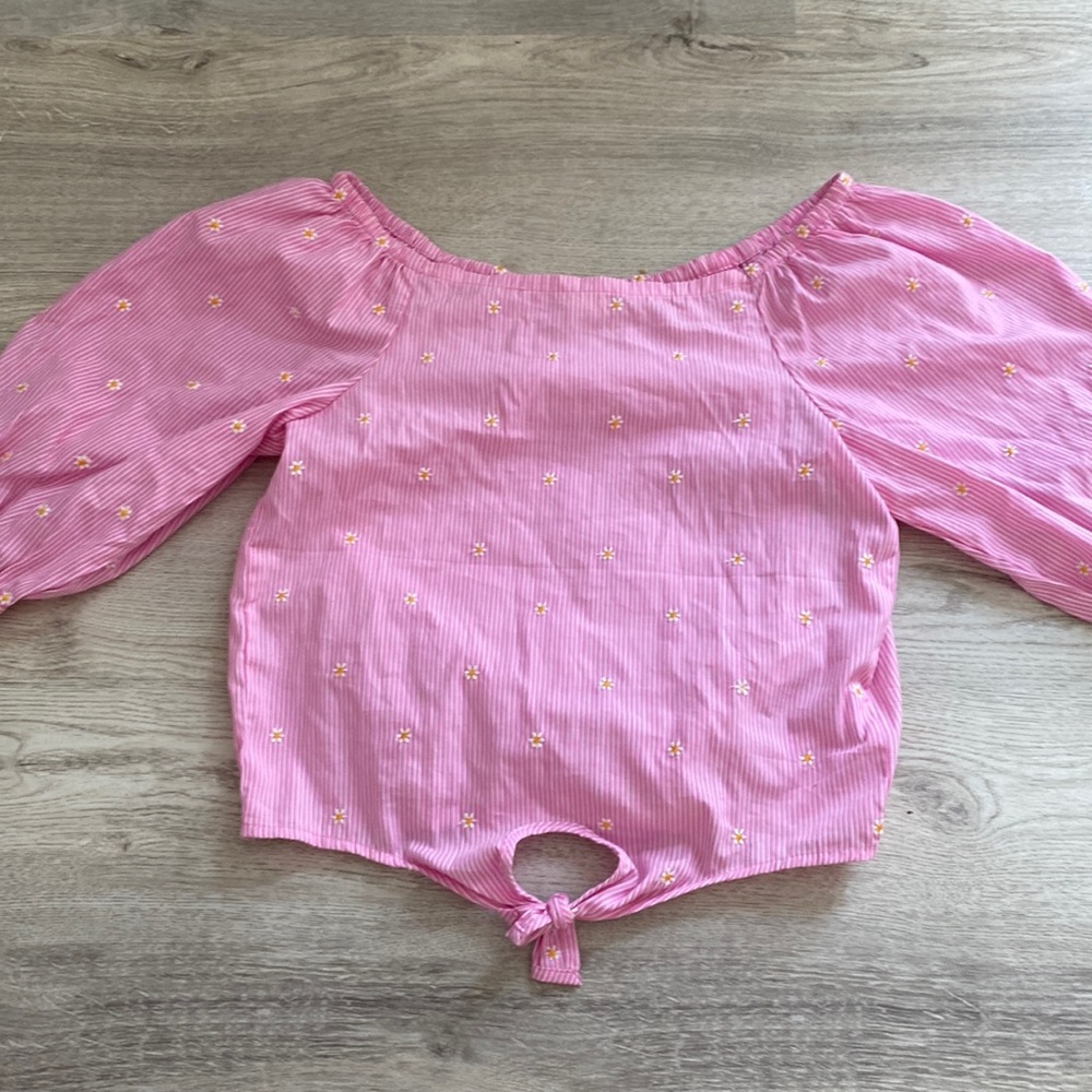 Striped flower pink top
